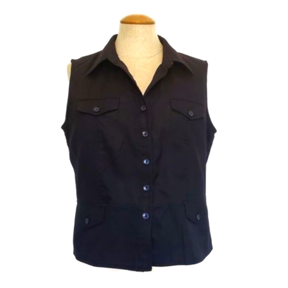 Jones New York Sleeveless Vest Black Size Large